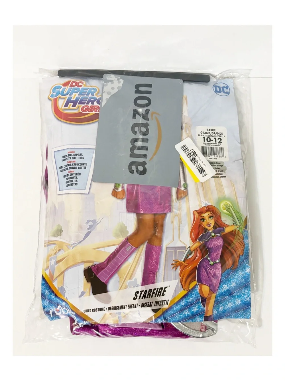 Girls DC Super Hero Girl Starfire Costume, Size Large 10 -12, NEW